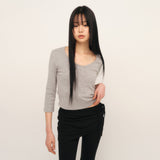 C 90S LINE V-NECK T-SHIRT_GREY