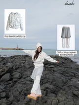 シフォンラップレイヤードバンディングパンツ