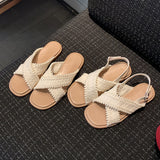 Cross Weave Open-Toe Strap Sandals
