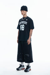 88 フットボール半袖Tシャツ- BLACK