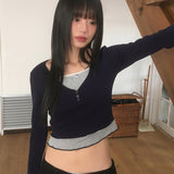 レースリボンVネックボタンTシャツ