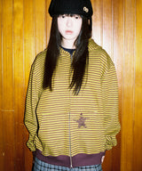 Twister Star Pocket Stripe Hoodie Zip-up - Mustard  