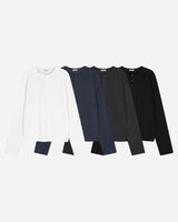 Double Washed Henley Neck Long Sleeve