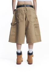 Double Knee Chino 8-Bermuda Pants - Beige