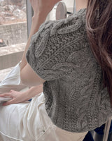 Node cable short sleeve knitwear