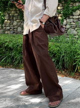 Cool Pin Tuck Linen Wide Pants
