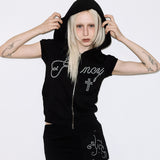 ホットフィックスパフスリーブフードジップアップ (BLACK) F26QB151