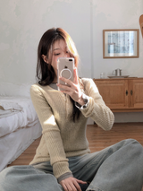 DE Slim Wool Rib Henry Neck Knit (6color)