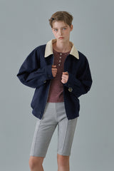 Stripe button t-shirt_wine
