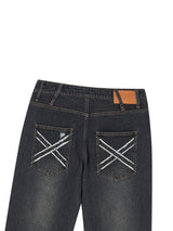 LOW DAMAGE DENIM PANTS BLACK