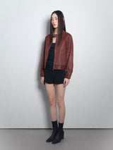 クラックレザーバイカージャケット_Burgundy