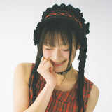Tartan Lace Headdress - Red