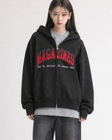 (UNISEX)マガジン オーバー フード ジップアップ
