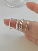 [4 set] bold chain ring set / 2 colors / daily simple mood silver ring