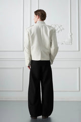 Deconstructed Mandarin Collar Blazer