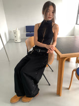 STUD BALLOON WIDE PANTS (2C)