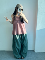バルーンスナップポイントナイロンパンツ💚🩶🖤