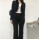 コットンスリムブーツカットパンツ