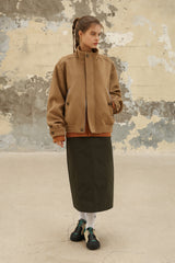 WOOL CROPPED HIGH-NECK SHORT COAT