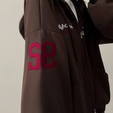 Moco Number Patch Embroidery Overfit Two Way Hooded Zip-Up