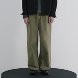 Essential Twill String Banding Wide Pants - KHAKI