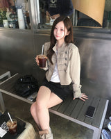 フォールディング デニム ジッパー スカート