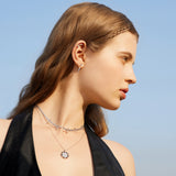 Point 925 Silver + Rhodium Plating Earring / Ear Jacket E053-06H