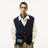 sunday cable knit vest cardigan navy