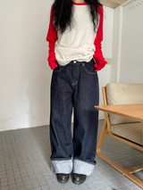 indigo wide pants