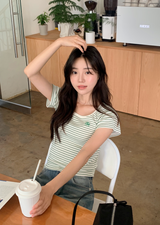 Border Square Slim Short Sleeve T-Shirt (3color)