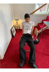 Lace nylon pocket strap cargo pants