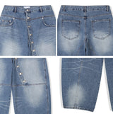 Pet Curved Button Denim Pants