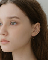 [White gold] Cutting Hoop Earrings (S)
