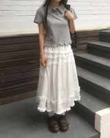[MADE] Seju ドットカラーフリル半袖Tシャツ