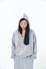 Pearl Hoodie Zip-Up Gray