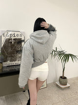1438. Denim padding hood zip-up (2color)