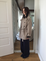 Belted trench half coat (2color)