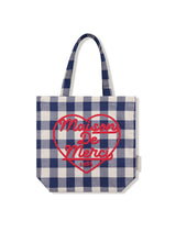 Check pattern heart logo eco bag navy (FCE5BG007P)