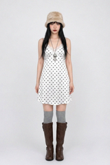 BOLD POLKA DOT LACE-NECK SLIP DRESS (2COLORS!)