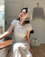 [MADE] Tan-yi, lace flower short-sleeved T-shirt