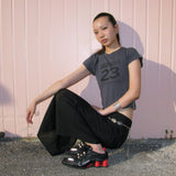 Number Stretch Tee chacol