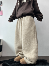 クリームテディシープファーロングパンツ🧸🤎🐑🖤3COLOR
