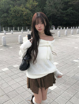 Leader Suede Eyelet Unbalanced Skirt