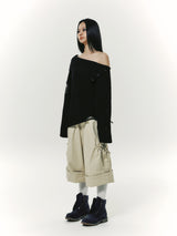 DAMAGE OFF SHOULDER KNIT BLACK