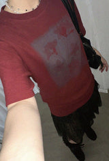 FLOWER PRINTING FLEECE TOP (RED)