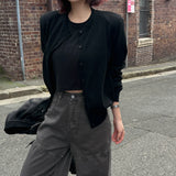 Compact cashmere round cardigan/5 colors