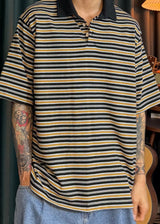 Striped Collar Short-Sleeve T 3COLOR