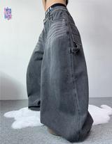 STRAP BALLOON WIDE DENIM🖤💙 - 2 COLORS