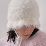 VAZAR Hairy Cloche Hat / White