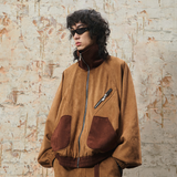 RELABEL 24SS ‘Vintage Mud’ スエードカラーブロックバットスリーブミドルレングスジップジャケット